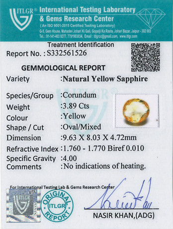 Yellow Sapphire - 3.89 Carat