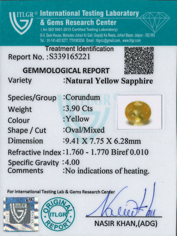 Yellow Sapphire - 3.9 Carat