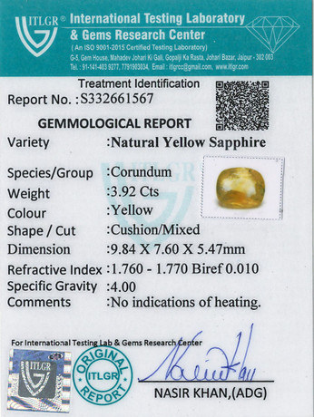 Yellow Sapphire - 3.92 Carat