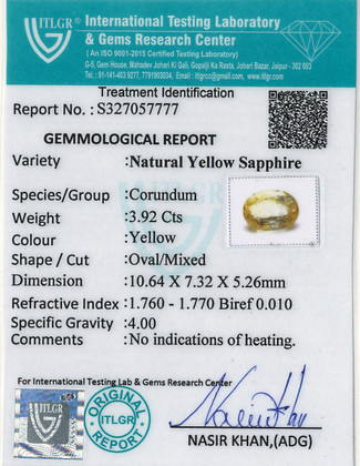 Yellow Sapphire - 3.92 Carat