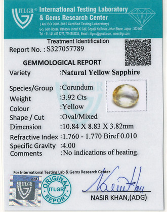 Yellow Sapphire - 3.92 Carat