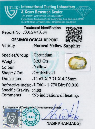 Yellow Sapphire - 3.93 Carat