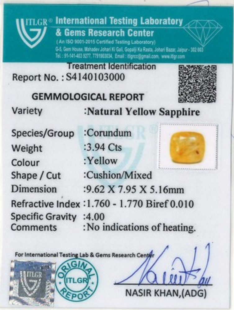 Yellow Sapphire - 3.94 Carat