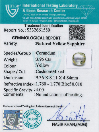 Yellow Sapphire - 3.95 Carat