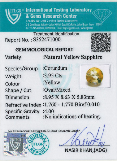 Yellow Sapphire - 3.95 Carat