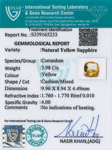 Yellow Sapphire - 3.98 Carat