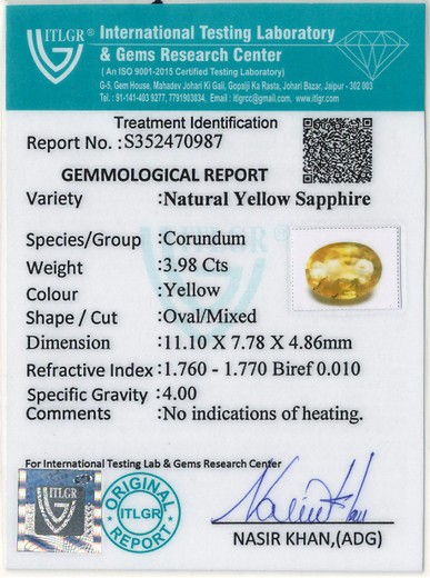 Yellow Sapphire - 3.98 Carat
