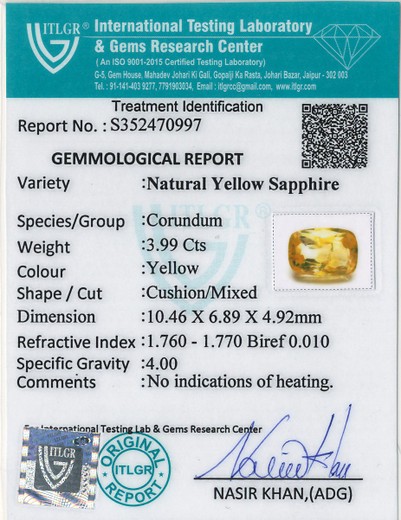 Yellow Sapphire - 3.99 Carat