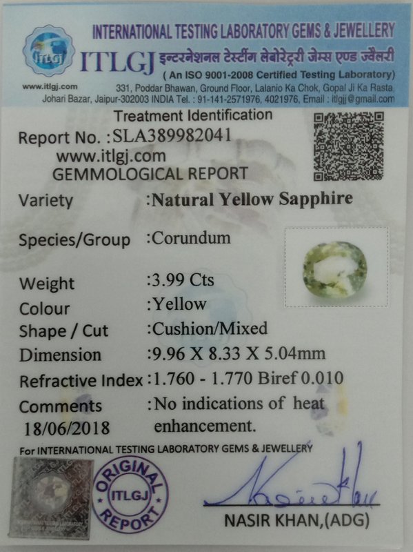 Yellow Sapphire - 3.99 Carat
