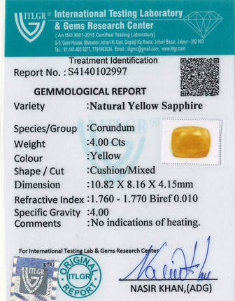 Yellow Sapphire - 4 Carat