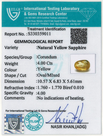 Yellow Sapphire - 4 Carat