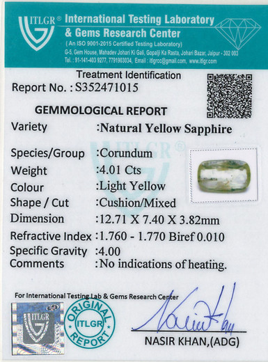 Yellow Sapphire - 4.01 Carat