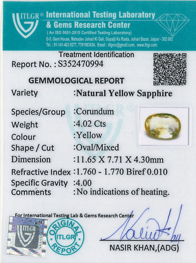 Yellow Sapphire - 4.02 Carat