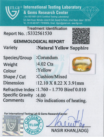 Yellow Sapphire - 4.02 Carat