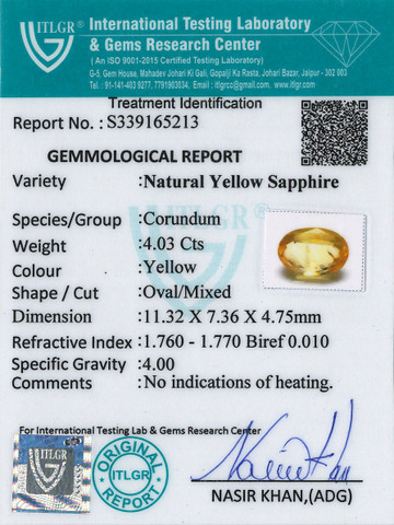 Yellow Sapphire - 4.03 Carat
