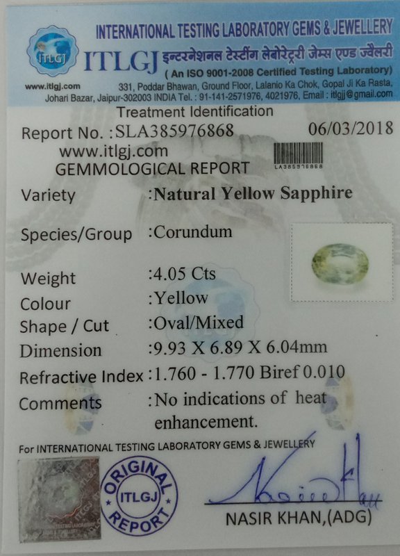 Yellow Sapphire - 4.05 Carat