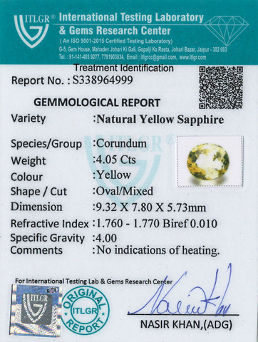 Yellow Sapphire - 4.05 Carat