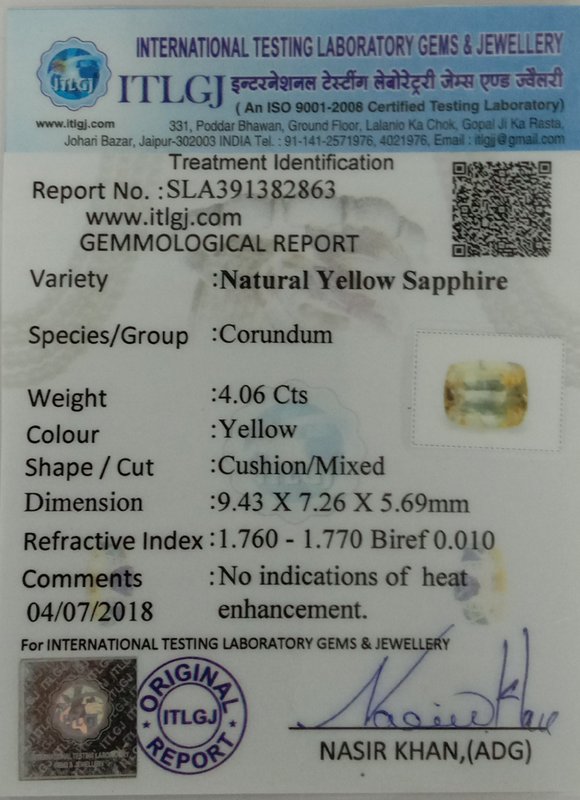 Yellow Sapphire - 4.06 Carat