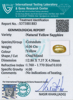 Yellow Sapphire - 4.06 Carat