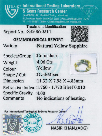Yellow Sapphire - 4.06 Carat