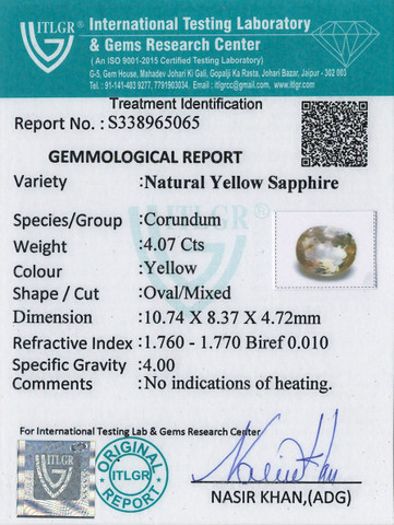 Yellow Sapphire - 4.07 Carat
