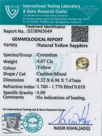 Yellow Sapphire - 4.07 Carat