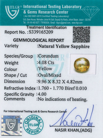 Yellow Sapphire - 4.08 Carat