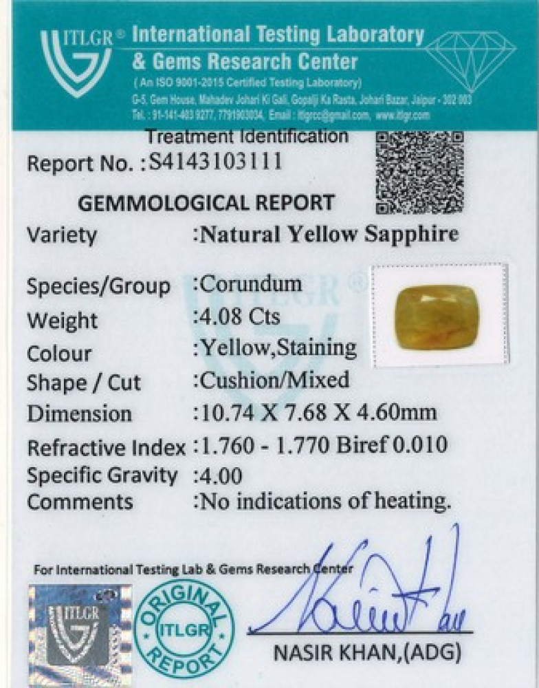 Yellow Sapphire - 4.08 Carat
