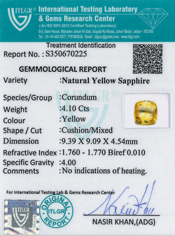 Yellow Sapphire - 4.1 Carat