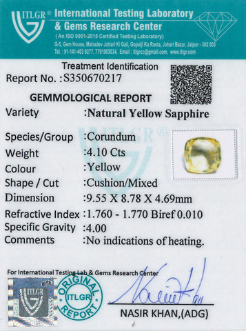 Yellow Sapphire - 4.1 Carat