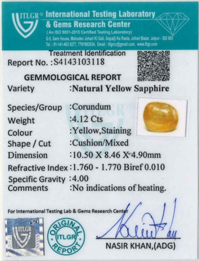 Yellow Sapphire - 4.12 Carat