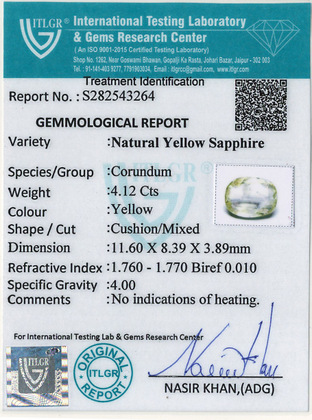 Yellow Sapphire - 4.12 Carat