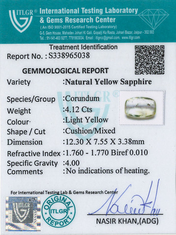 Yellow Sapphire - 4.12 Carat