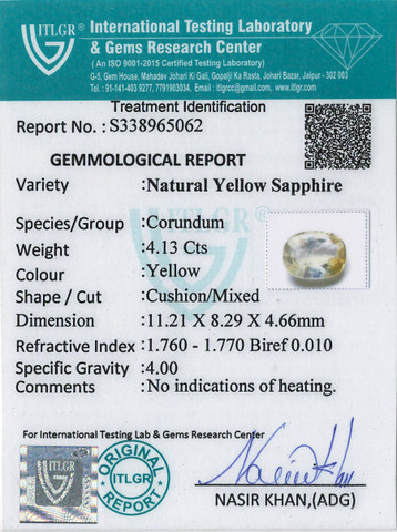 Yellow Sapphire - 4.13 Carat