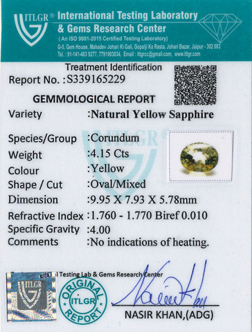 Yellow Sapphire - 4.15 Carat