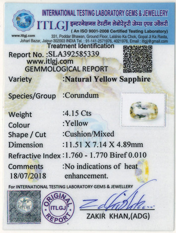 Yellow Sapphire - 4.15 Carat