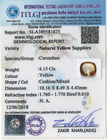 Yellow Sapphire - 4.15 Carat