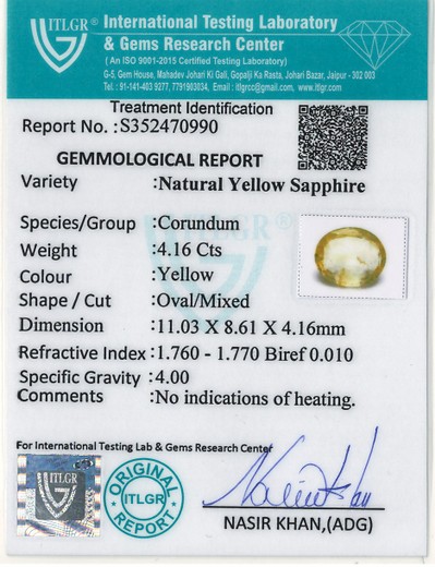 Yellow Sapphire - 4.16 Carat
