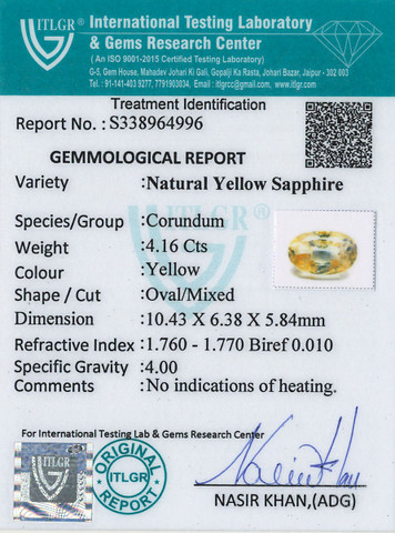 Yellow Sapphire - 4.16 Carat