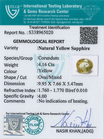 Yellow Sapphire - 4.16 Carat