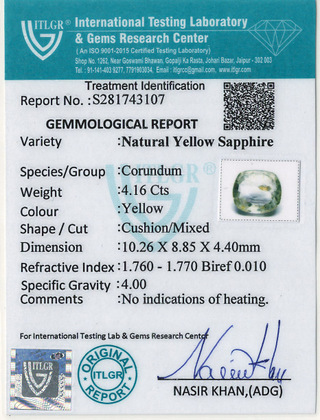 Yellow Sapphire - 4.16 Carat
