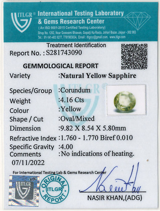 Yellow Sapphire - 4.16 Carat