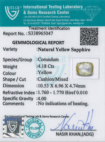 Yellow Sapphire - 4.18 Carat