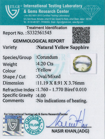 Yellow Sapphire - 4.2 Carat