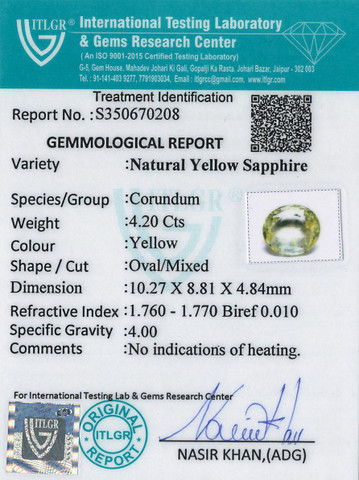 Yellow Sapphire - 4.2 Carat