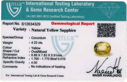 Yellow Sapphire - 4.21 Carat