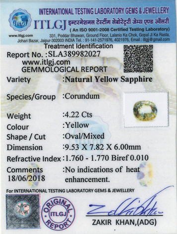 Yellow Sapphire - 4.22 Carat