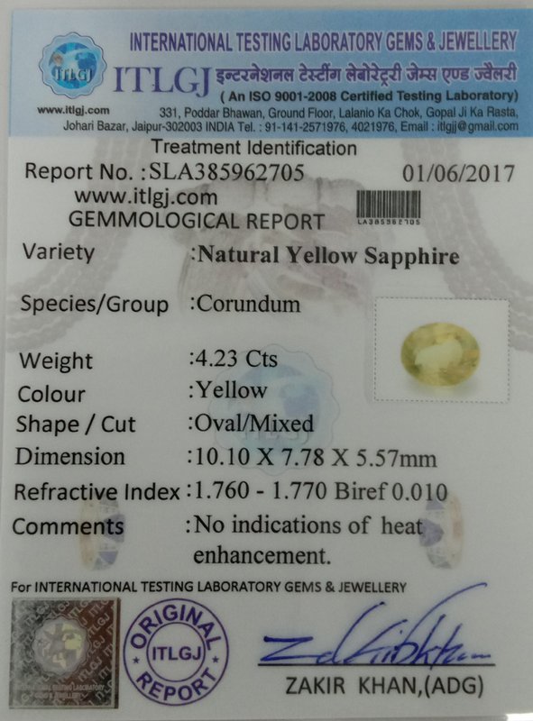 Yellow Sapphire - 4.23 Carat