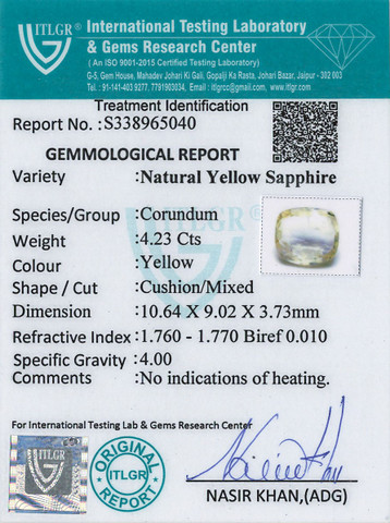 Yellow Sapphire - 4.23 Carat
