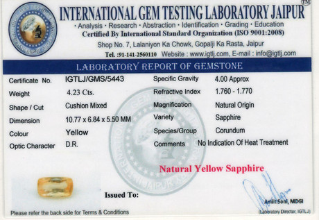 Yellow Sapphire - 4.23 Carat
